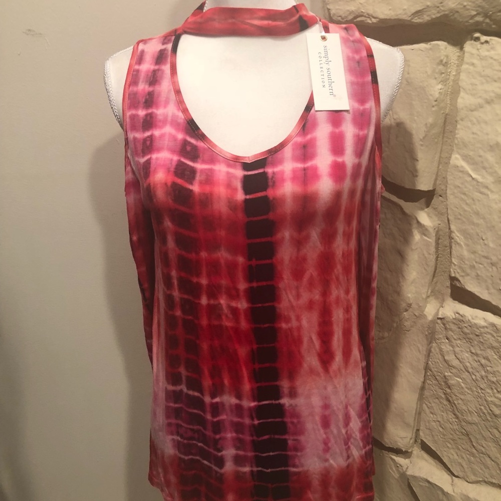 Simply southern cold shoulder blouse Tye Dye